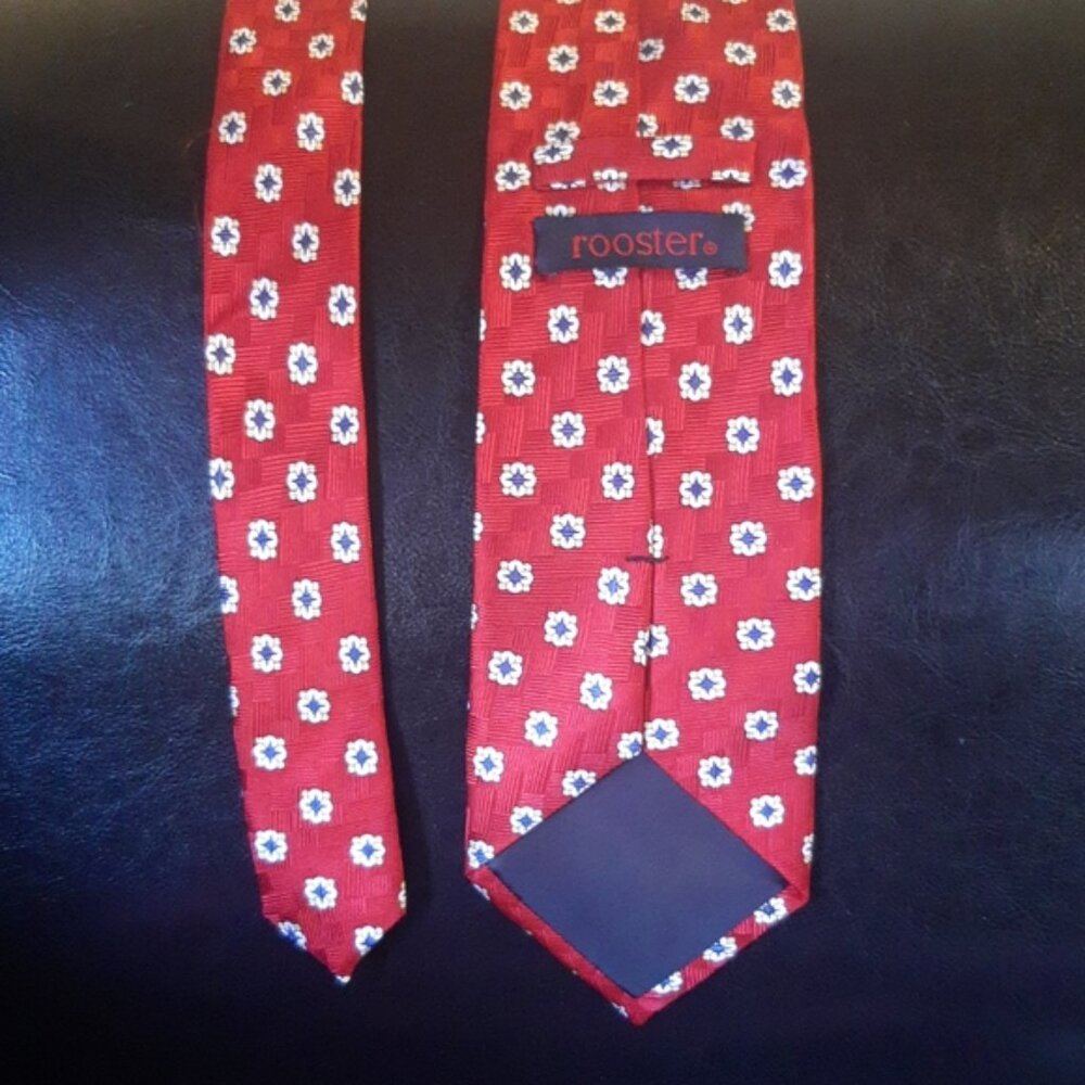 Rooster Red 100% Silk Hand Sewn Tie